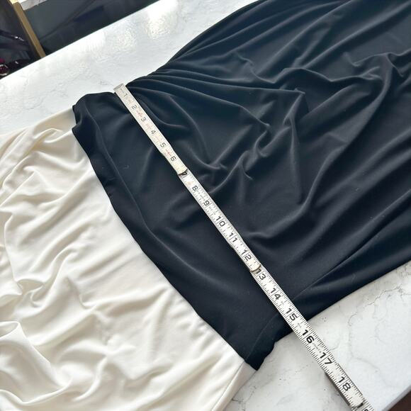 LRL Black & Cream Jersey Knit Draped Halter Formal Midi Dress Women’s Size‎ 14 - Picture 12 of 14